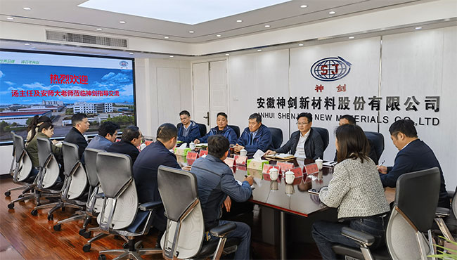 安师大化材学院党委书记汪俊武一行莅临公司互换领导